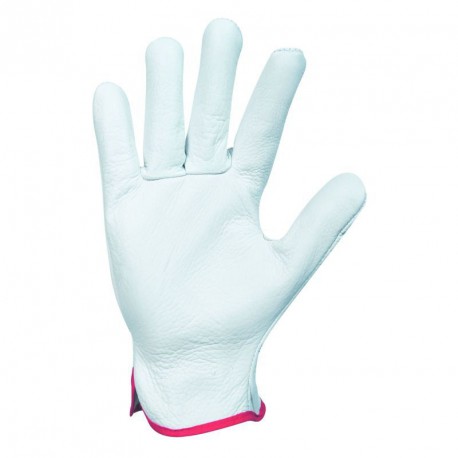Lot de 10 gants tout fleur de bovin. Coloris naturel. Serrage élastique
