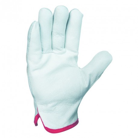 Lot de 10 gants paume fleur de bovin. Dos croûte. Coloris naturel.