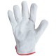 Lot de 10 gants cuir tout croûte bovin. Coloris naturel. Serrage élastique