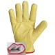 Lot de 10 gants tout fleur bovin jaune. Entièrement doublé molleton.