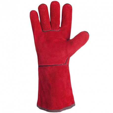Lot de 10 gants tout croûte de bovin. Entièrement doublé coton. 35 cm.