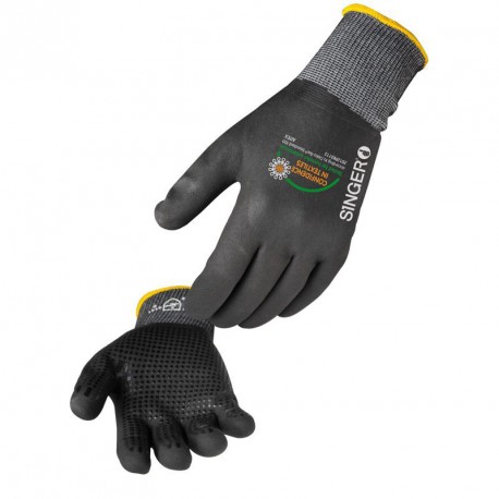 Lot de 10 gants nitrile mousse tout enduit. Support polyamide/Elasthanne sans couture. Jauge 15.