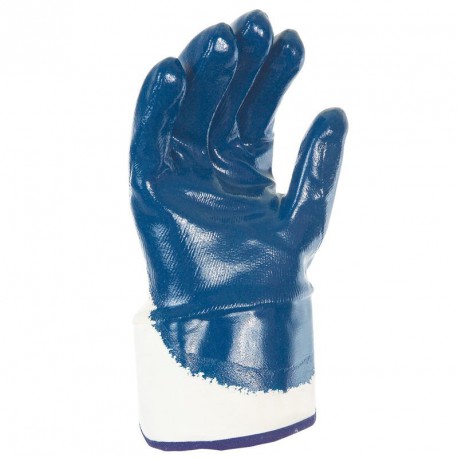Lot de 10 gants nitrile (3/4). Enduction lourde. Support coton cousu. Manchette toile.