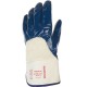 Lot de 10 gants nitrile (3/4). Enduction lourde. Support coton cousu. Manchette toile.