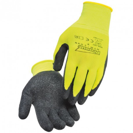 Lot de 10 gants latex. Support polyamide sans couture. Dos aéré. Jauge 13