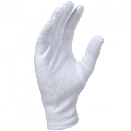 Lot de 10 gants coton interlock blanchi avec ourlet. Version légère.