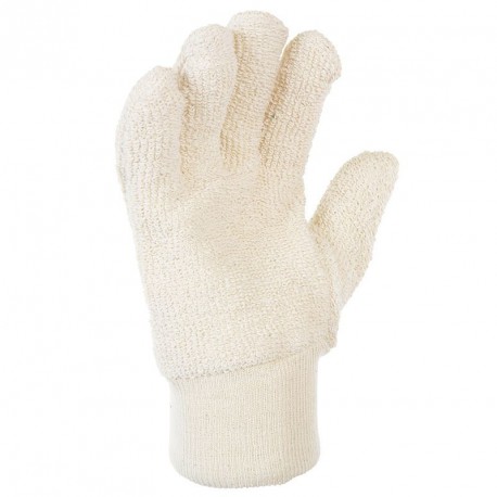 Lot de 10 gants coton bouclette moyenne. Poignet tricot.
