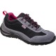 Chaussures basses cuir croûte velours et mesh, Noir-Fushia - COMO S1P SRC