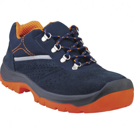Chaussure basse cuir croûte velours, Bleu Marine/Orange - RIMINI4 S1P SRC