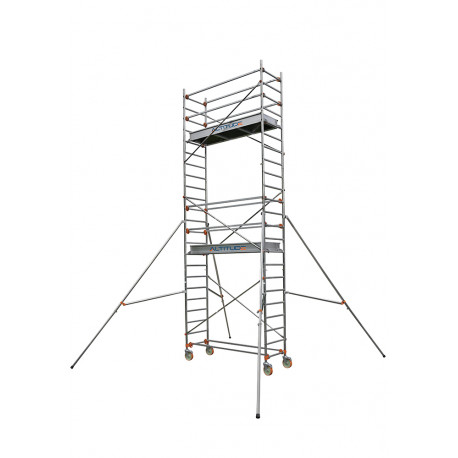 Échafaudage roulant aluminium, Intérieur/Extérieur - AL205, version Garde-corps monoblocs