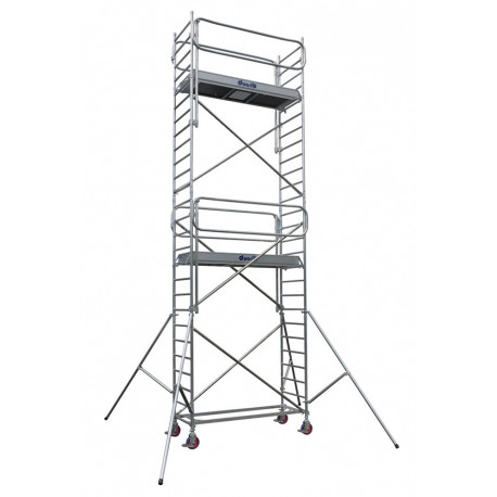 Échafaudage roulant aluminium, Intérieur/Extérieur - DOCKER 85, Garde-corps EXMDS - lg. 2,54 m