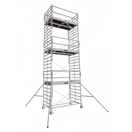 Échafaudage roulant aluminium, Intérieur/Extérieur - DOCKER 150, Garde-corps EXMDS - lg. 2,54 m
