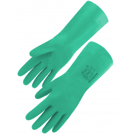 Lot de 10 gants nitrile sans support. Floqué coton. Longueur 330 mm.