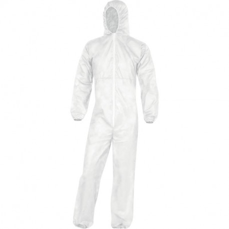 Combinaison jetable avec capuche, Blanc - PO106