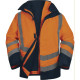 Parka 5en1 Haute Visibilité polyester oxford enduit PU, Orange Fluo-Bleu Marine - OPTIMUM3