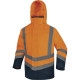 Parka 5en1 Haute Visibilité polyester oxford enduit PU, Orange Fluo-Bleu Marine - OPTIMUM3