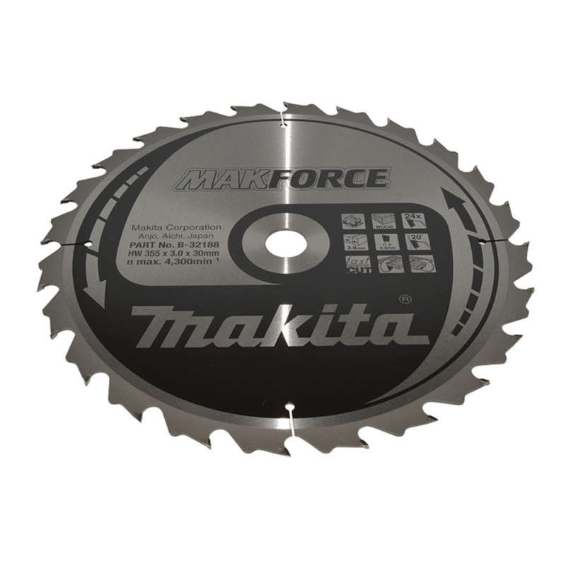 Lame Scie Circulaire Makita Makforce 190x30mm 24 Dents - Pour Bois, Coupe Rapide Et Précise