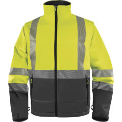 Veste Softshell Haute Visibilité polyester Ripstop, Jaune fluo/Gris - FAST