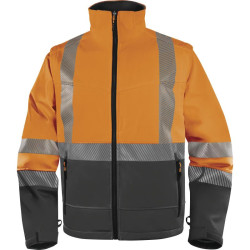 Veste Softshell Haute Visibilité polyester Ripstop, Orange fluo/Gris - FAST