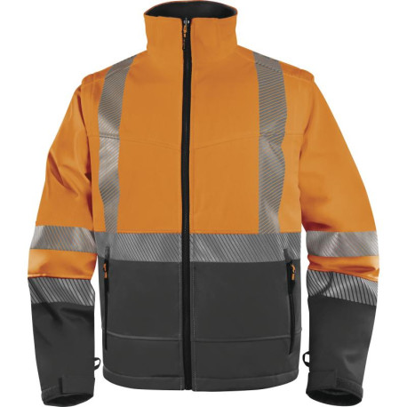Veste Softshell Haute Visibilité polyester Ripstop, Orange fluo/Gris - FAST
