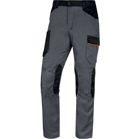 Pantalon de travail stretch coupe ajustée, Gris clair/Orange - M2PA3STR