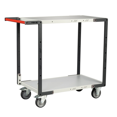 Servante 2 plateaux mélaminé 250KG, 850 x 500 mm, roues TPE