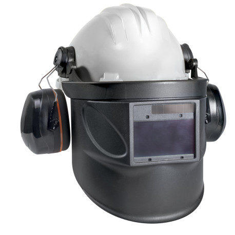 Casque de chantier avec protection auditive & masque LCD teinte 5-8/9-13